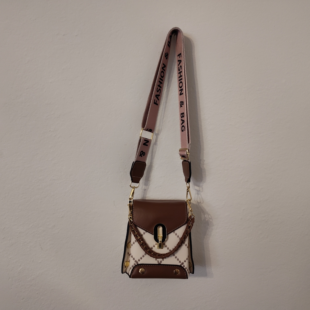 Brown and Cream Fashion Shoulder Bag